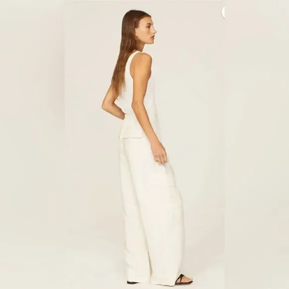 VINCE Linen Wide Leg Cargo Pants Size 8 - Picture 2 of 6